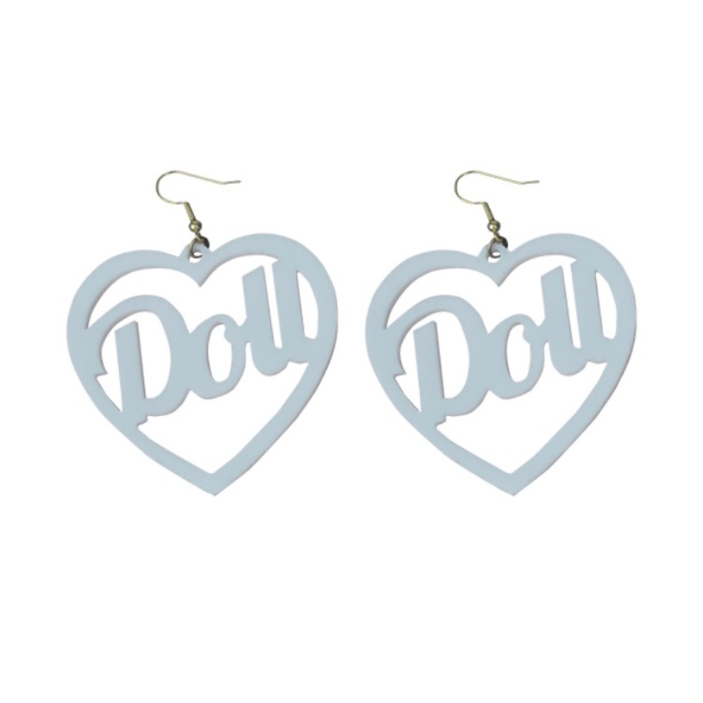 White Acrylic Heart Earrings in White NWOT